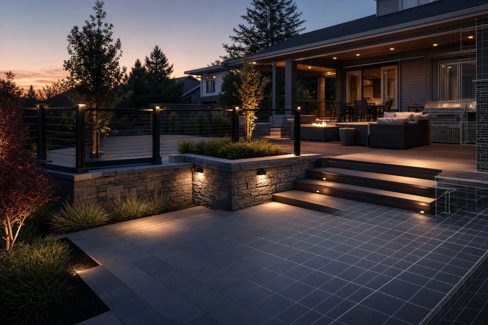 Sample 3D rendering of an outdoor living space