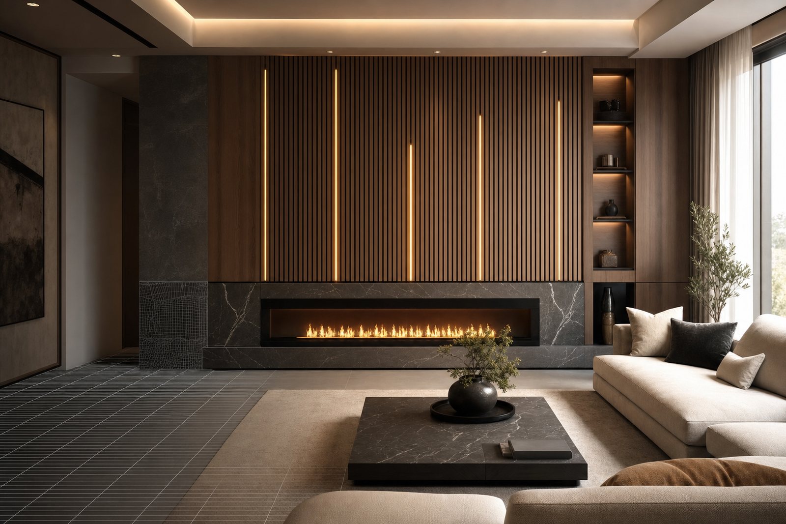 Sample 3D rendering of an interior feature wall